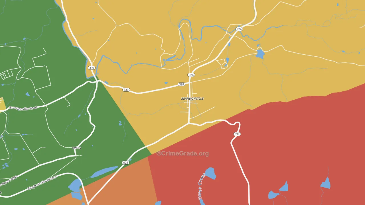 Brandonville, PA Map of Assault Rates