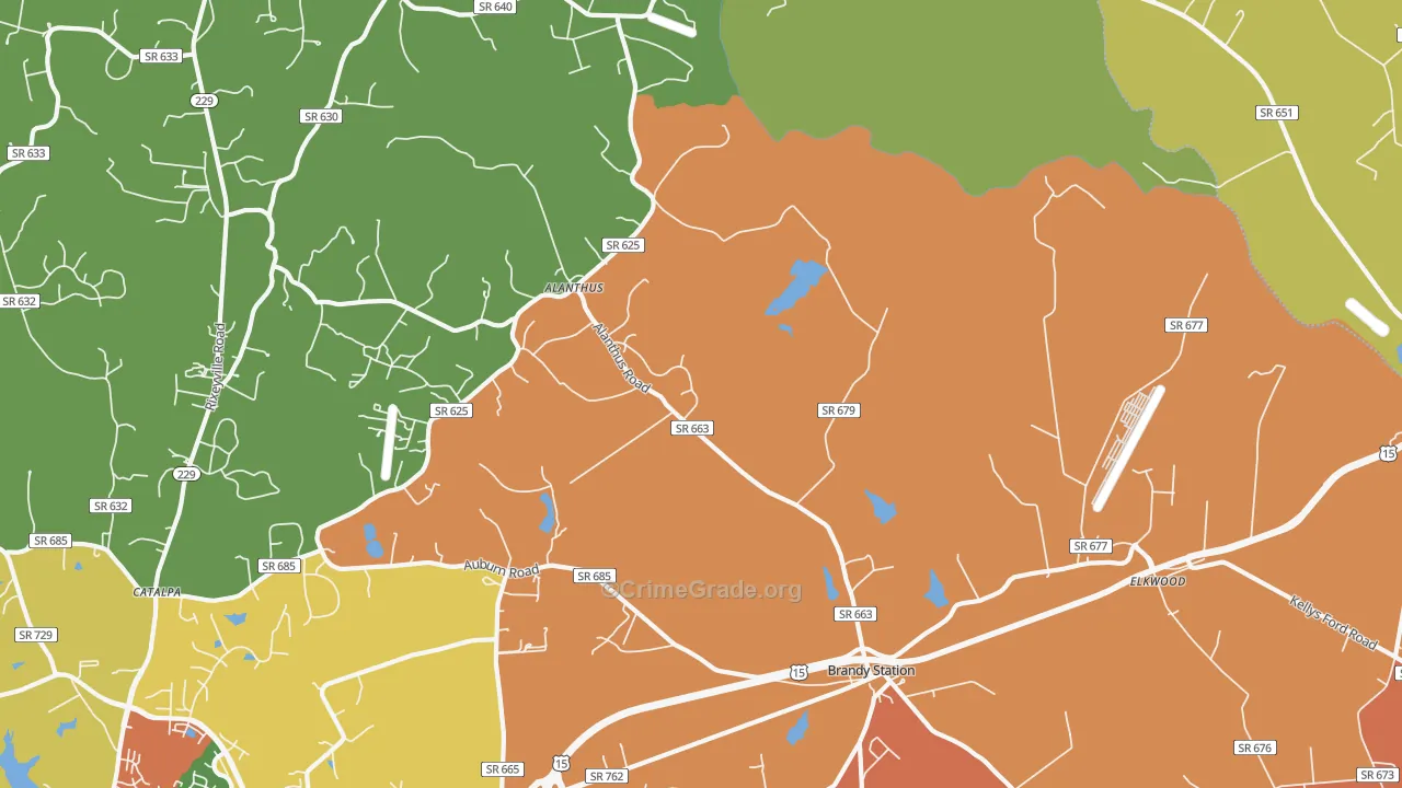 Brandy Station, VA Map of Assault Rates