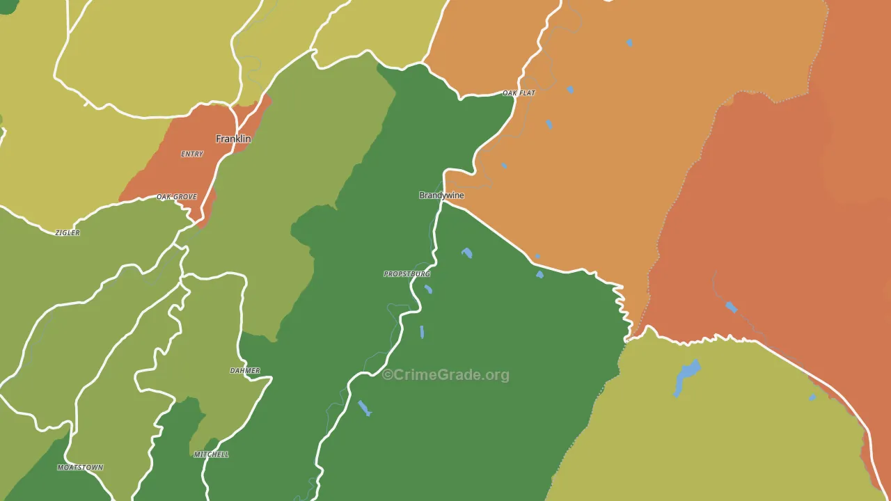 Brandywine, WV Map of Assault Rates