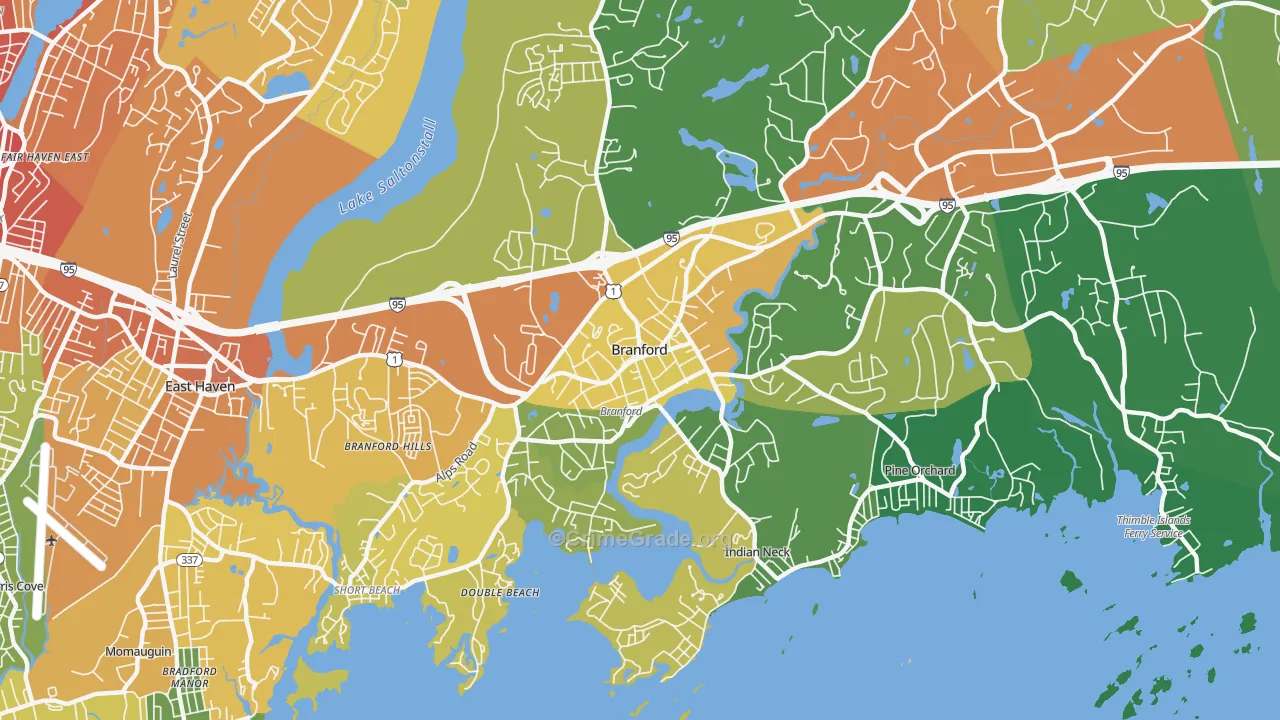 Branford Center, CT Map of Assault Rates