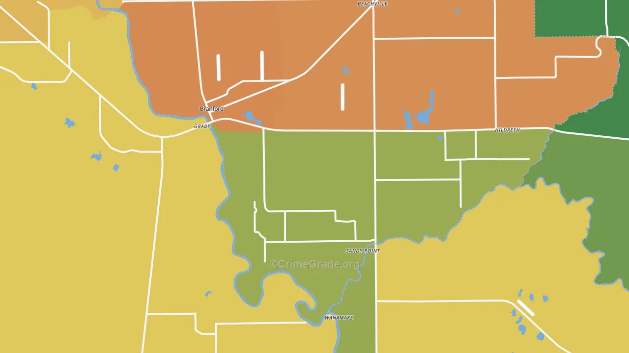 Branford, FL Map of Assault Rates