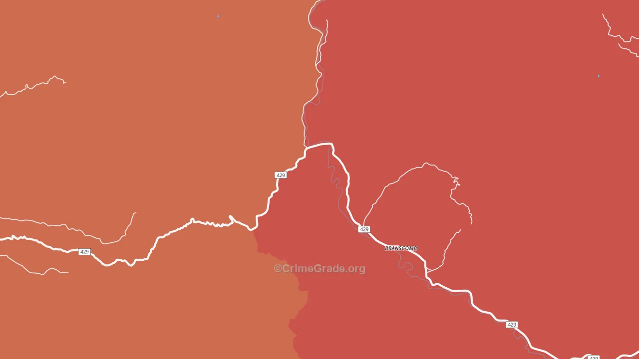 Branscomb, CA Map of Assault Rates