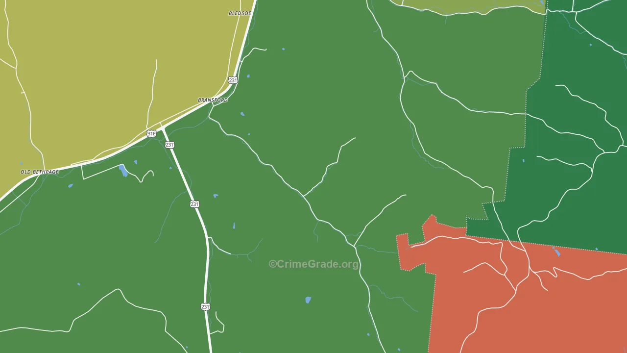 Bransford, TN Map of Assault Rates