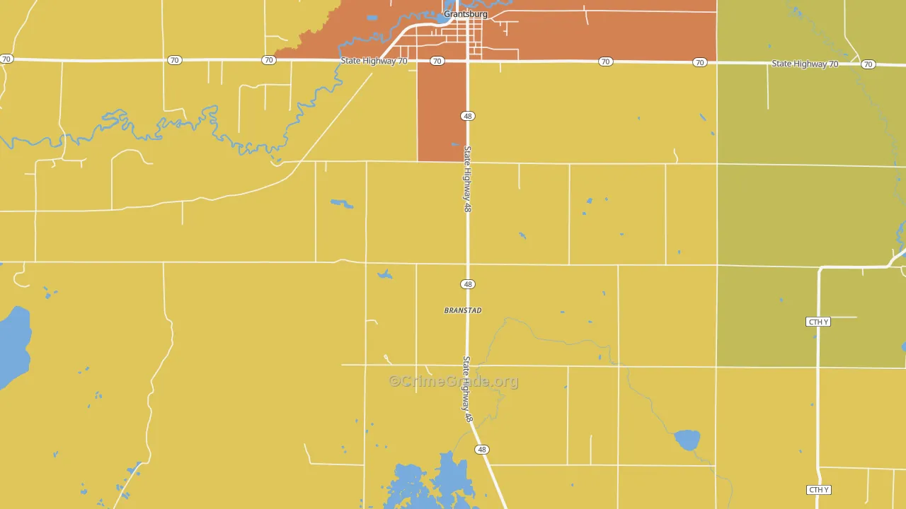Branstad, WI Map of Assault Rates
