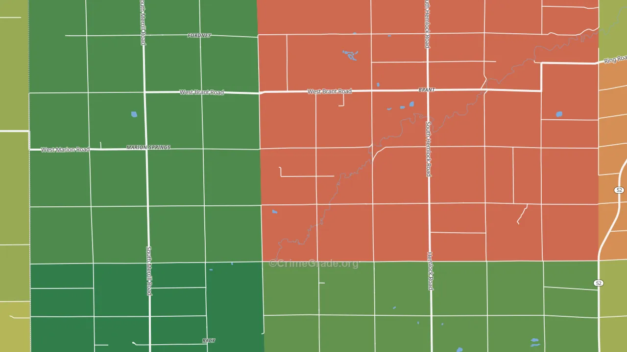 Brant, MI Map of Assault Rates
