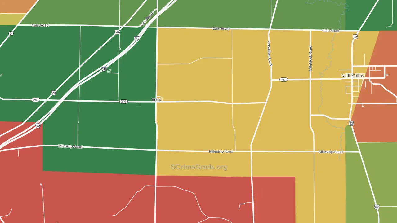 Brant, NY Map of Assault Rates