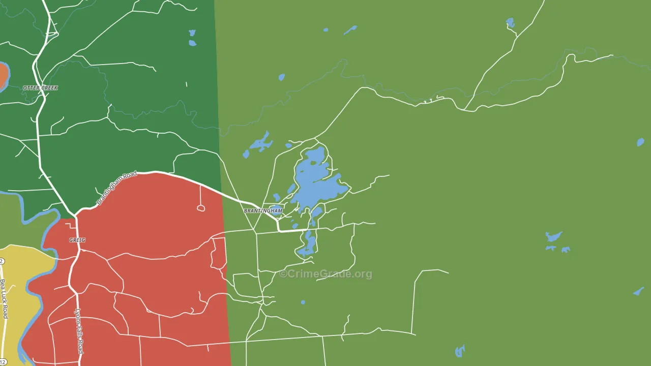 Brantingham, NY Map of Assault Rates