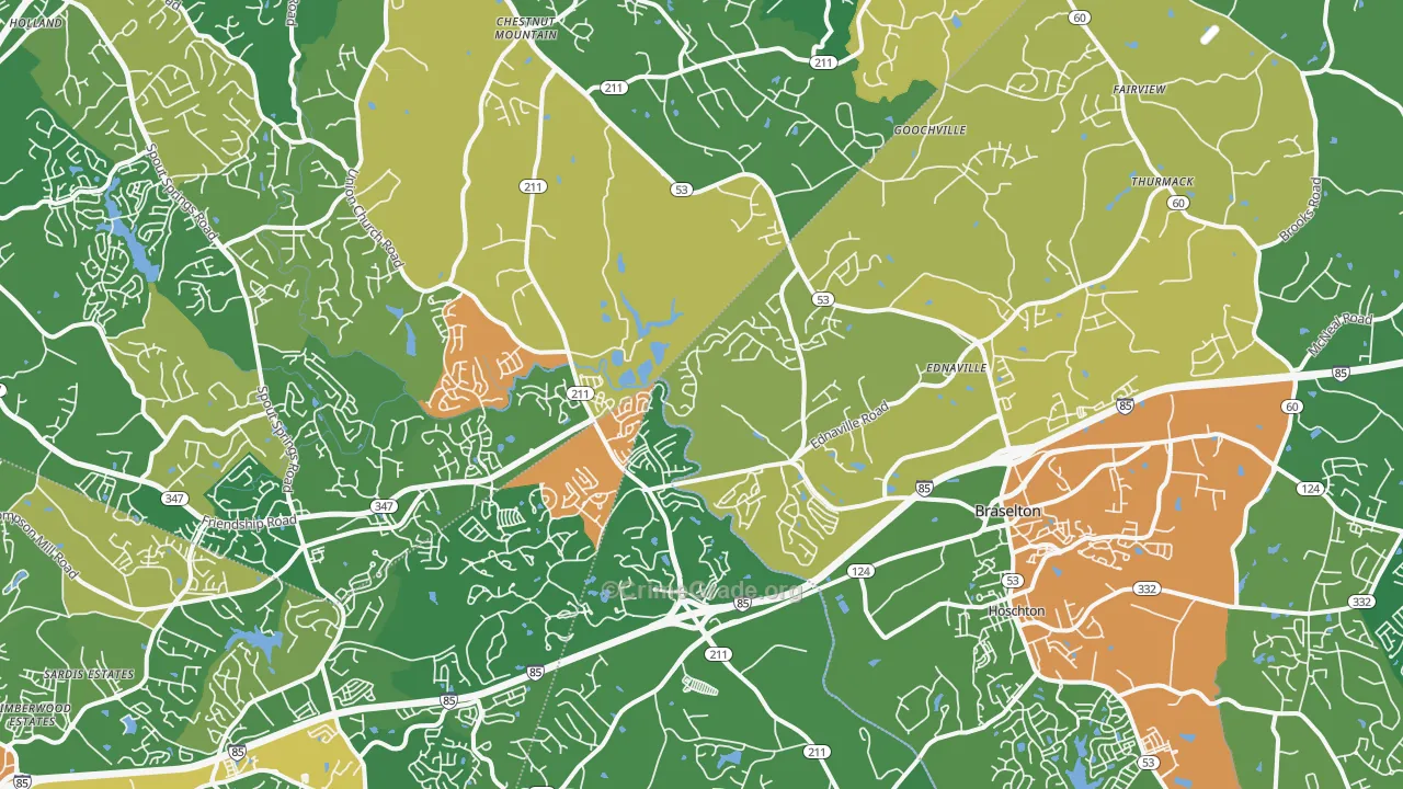 Braselton, GA Map of Assault Rates
