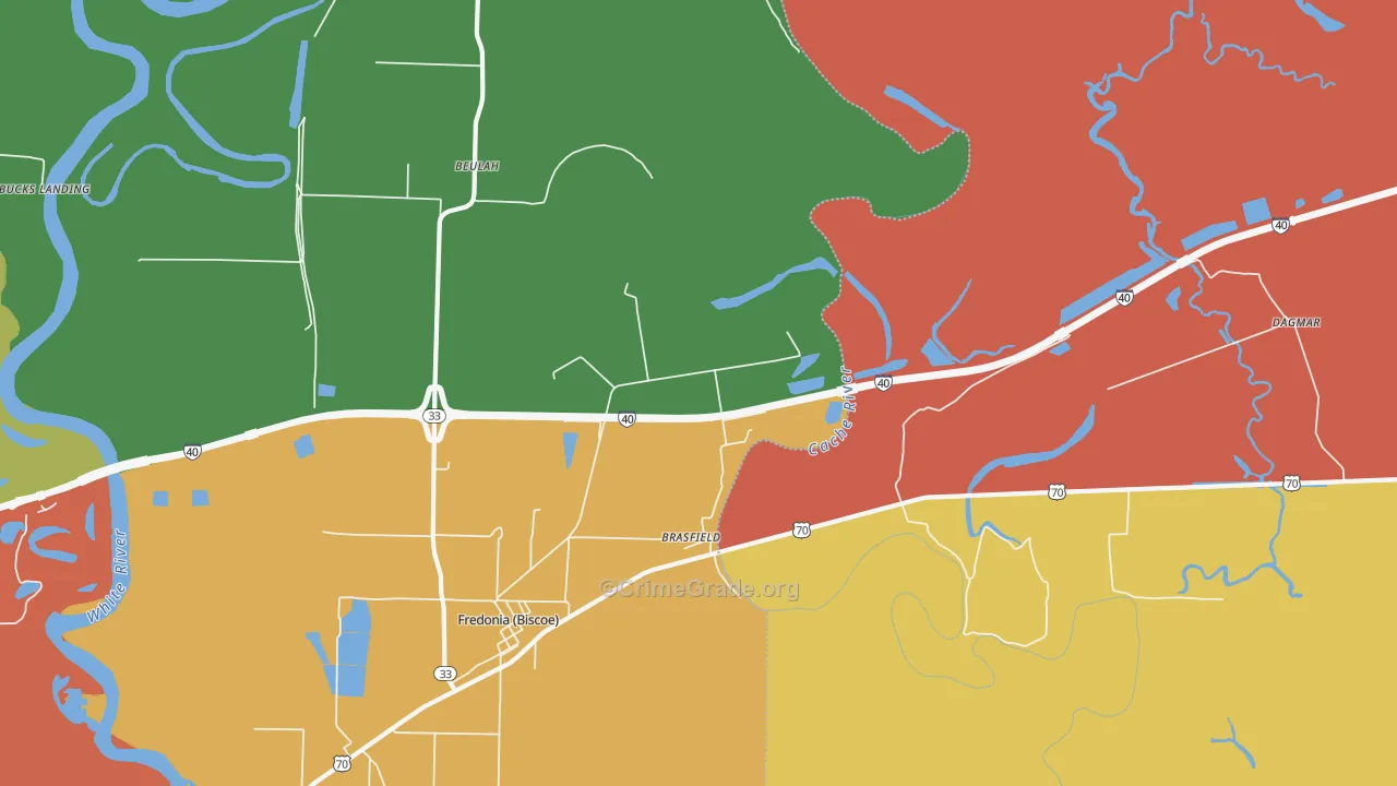Brasfield, AR Map of Assault Rates