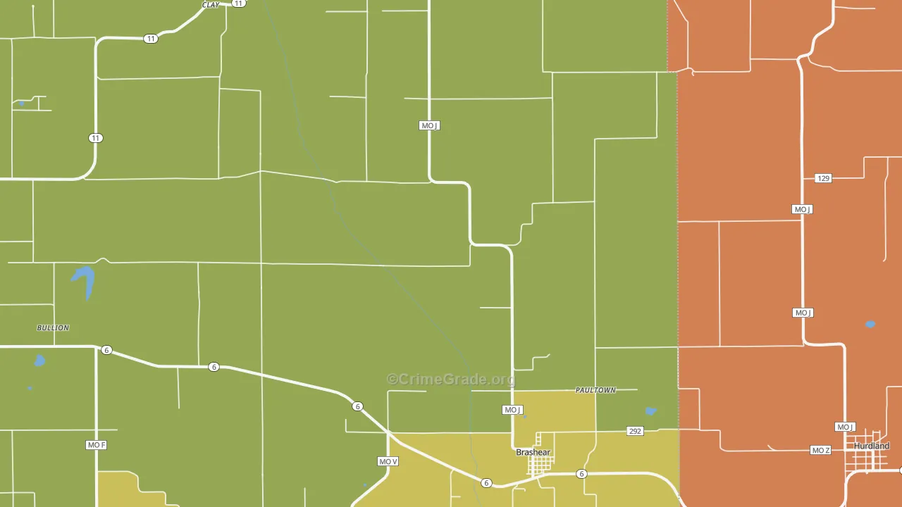 Brashear, MO Map of Assault Rates