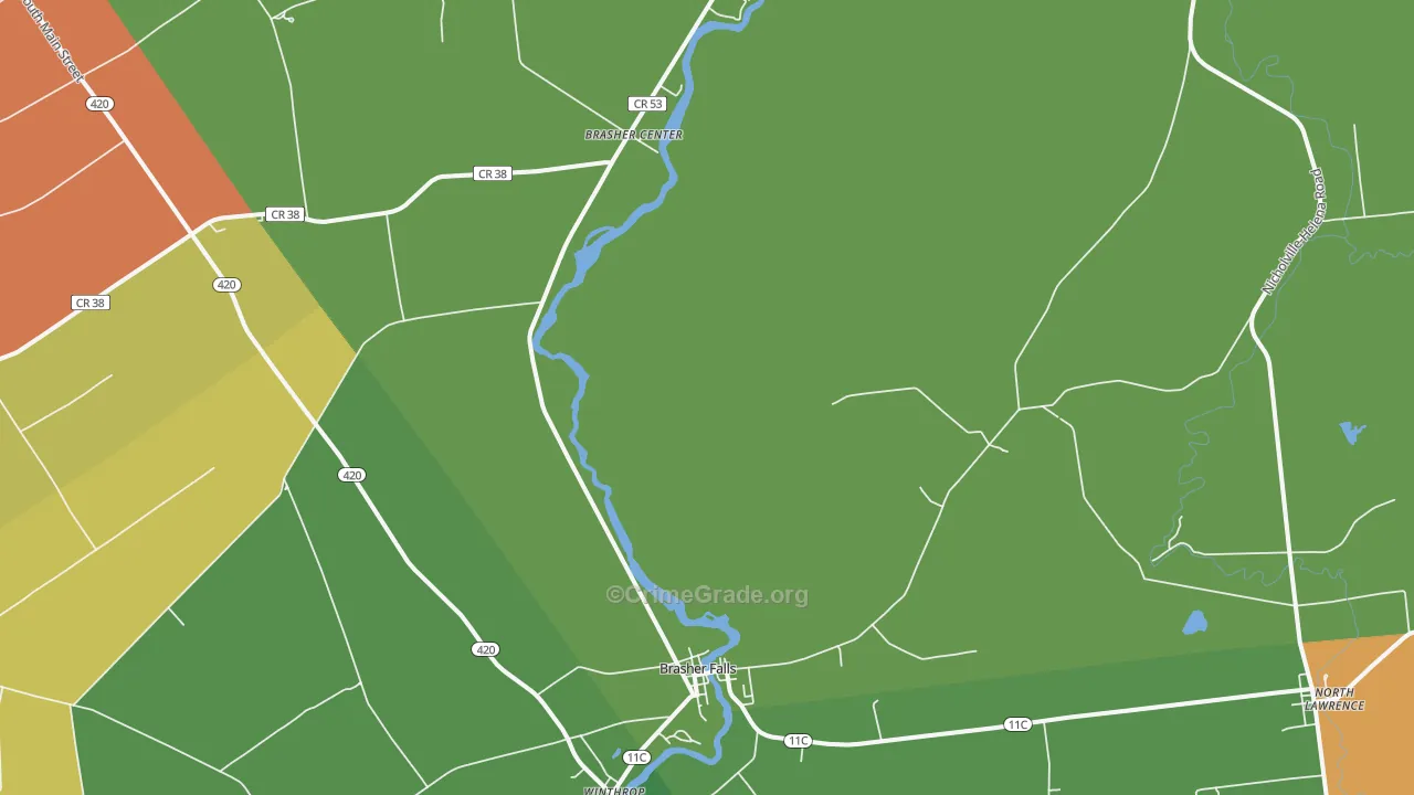 Brasher Falls, NY Map of Assault Rates