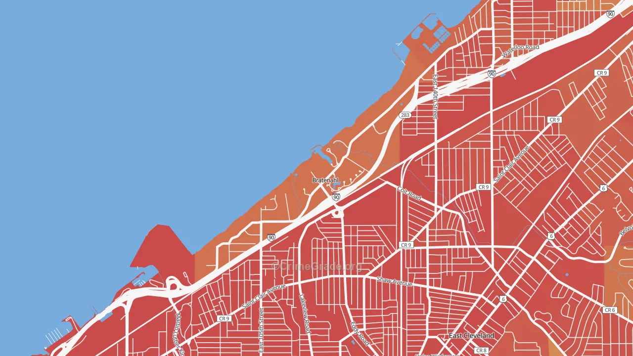 Bratenahl, OH Map of Assault Rates