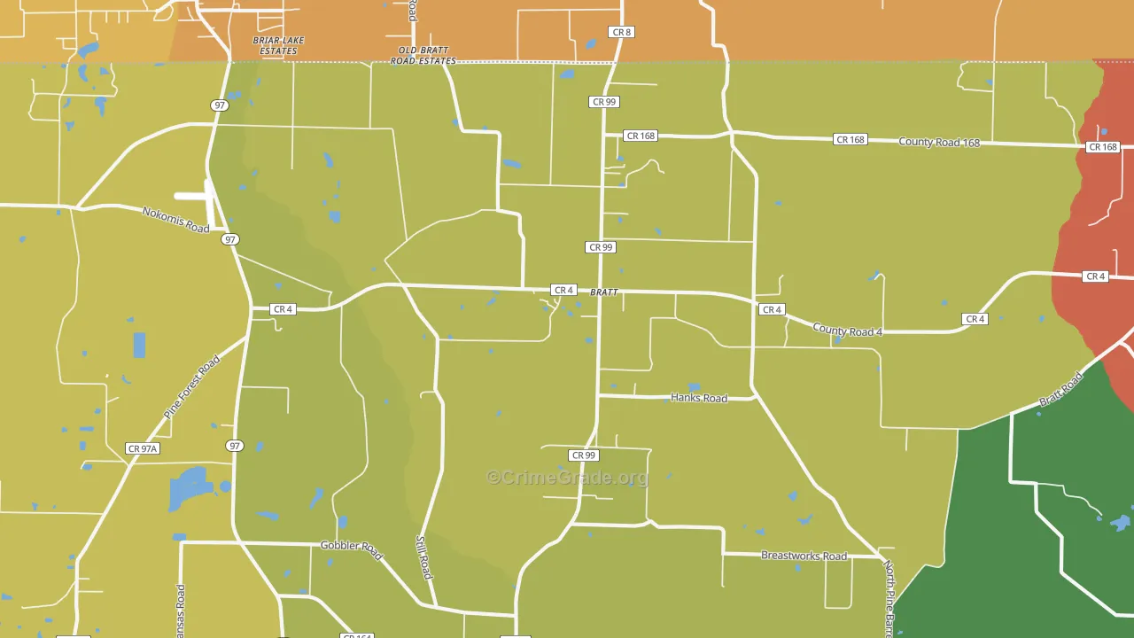 Bratt, FL Map of Assault Rates