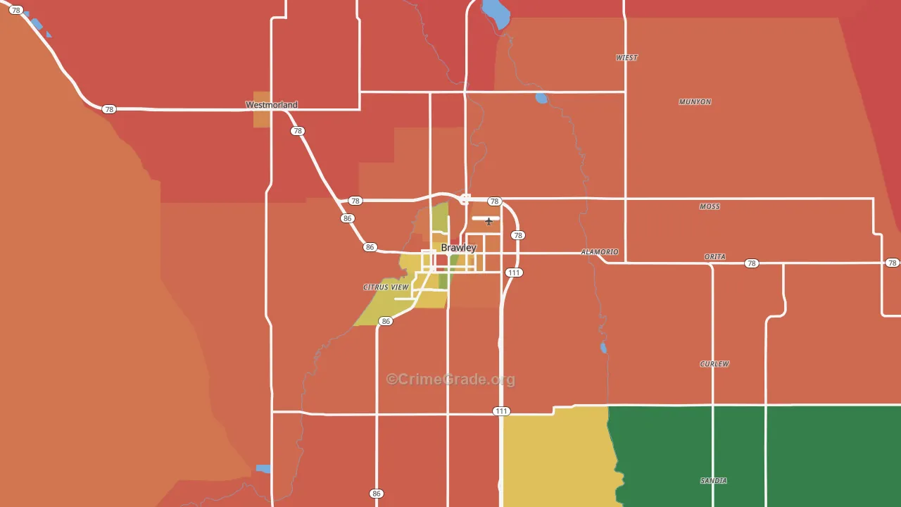 Brawley, CA Map of Assault Rates