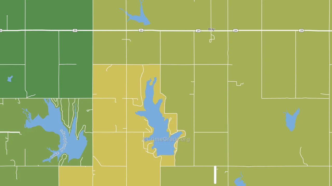 Bray, OK Map of Assault Rates
