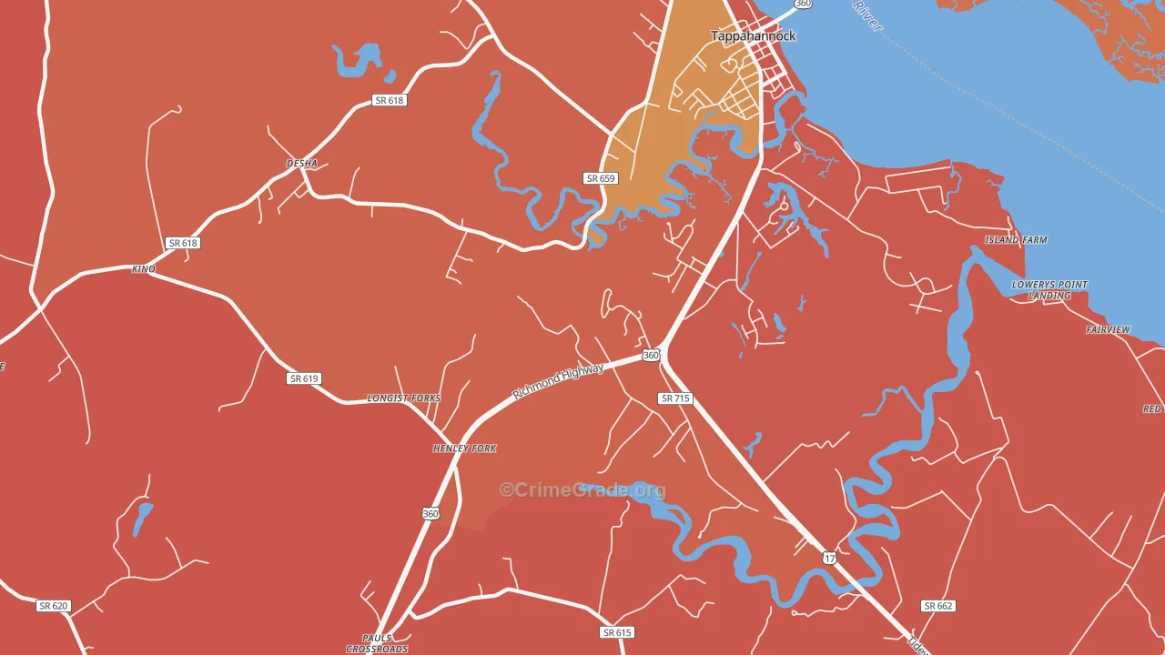 Brays, VA Map of Assault Rates