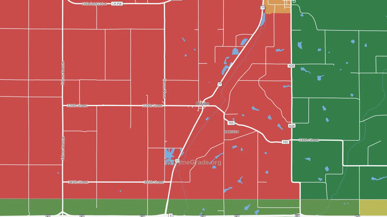Brayton, IA Map of Assault Rates