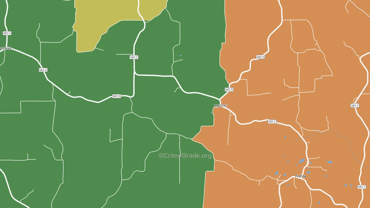 Brazeau, MO Map of Assault Rates