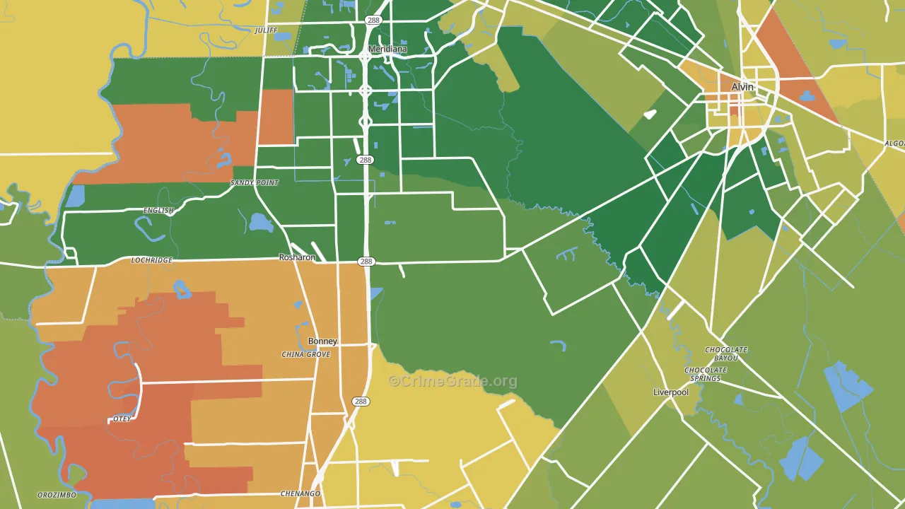 Brazoria County, TX Map of Assault Rates