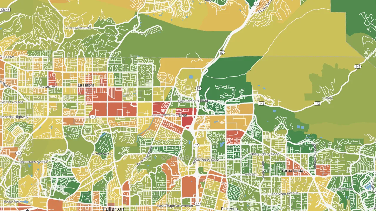 Brea, CA Map of Assault Rates