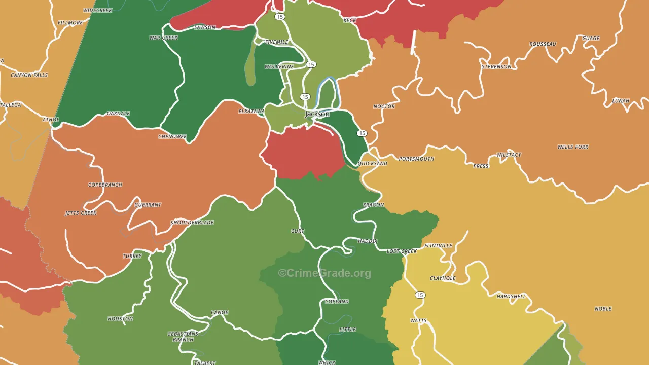 Breathitt County, KY Map of Assault Rates