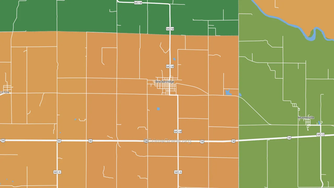 Breckenridge, MO Map of Assault Rates