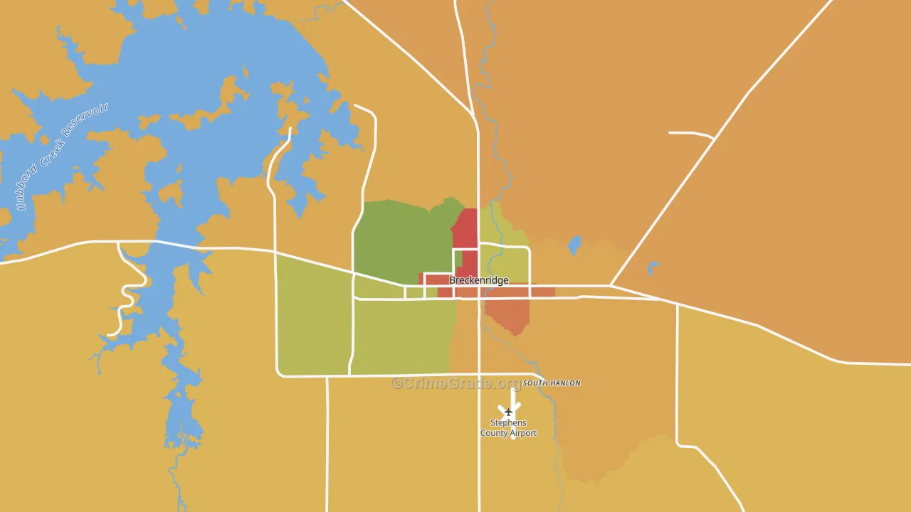 Breckenridge, TX Map of Assault Rates