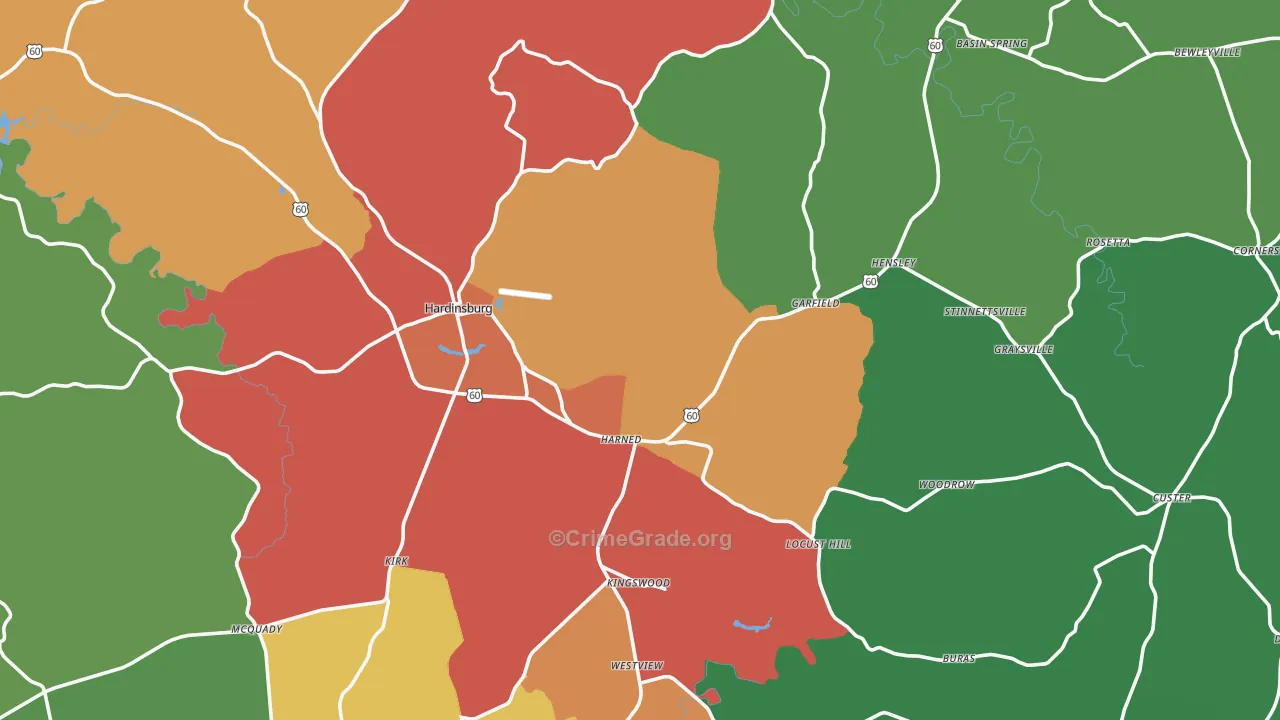 Breckinridge County, KY Map of Assault Rates