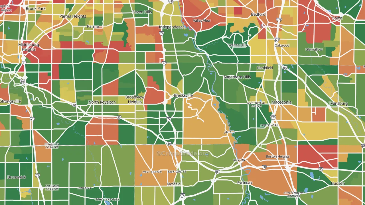 Brecksville, OH Map of Assault Rates