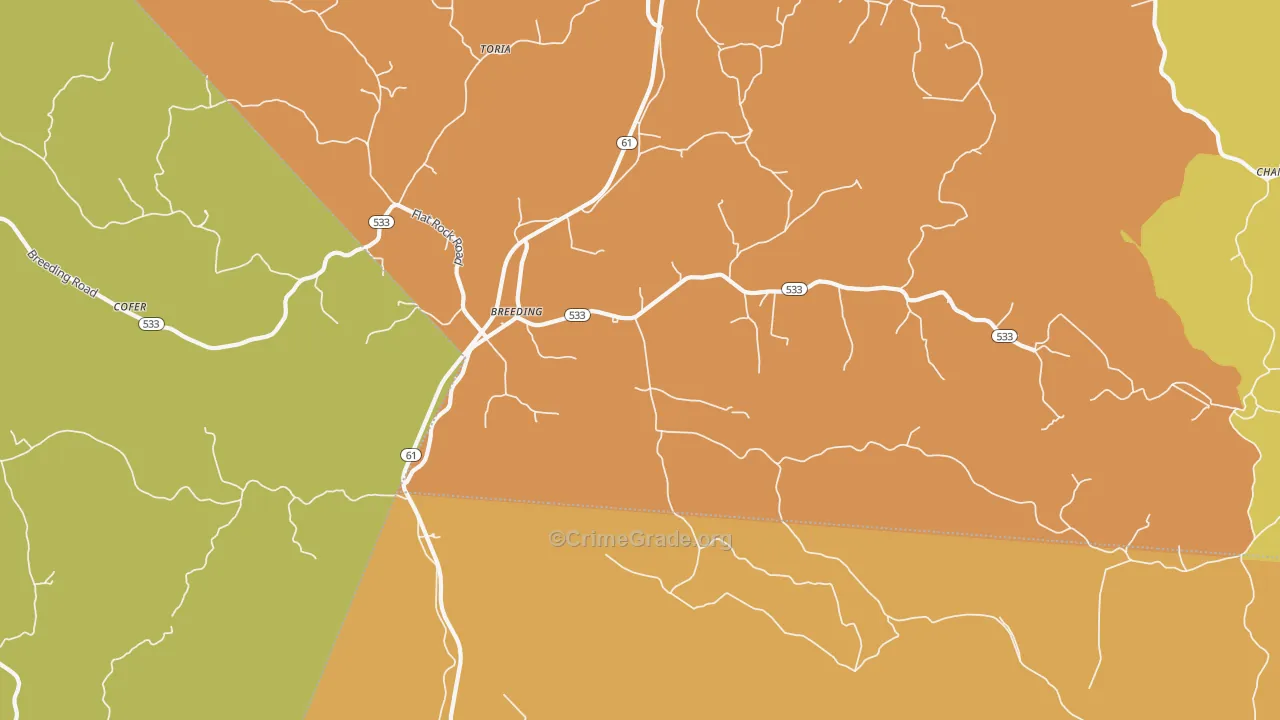 Breeding, KY Map of Assault Rates