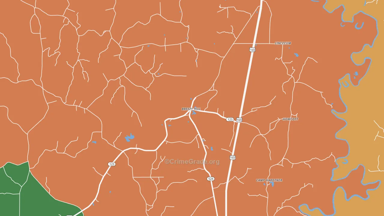 Breezy Hill, LA Map of Assault Rates