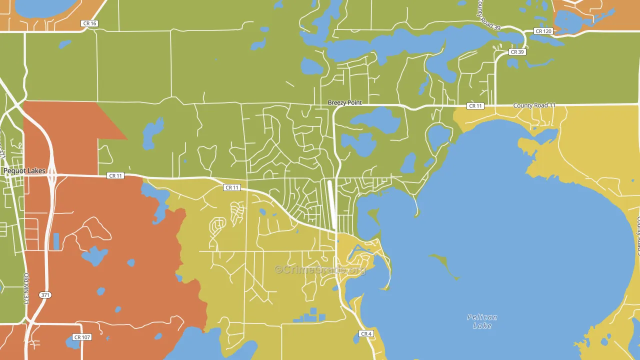 Breezy Point, MN Map of Assault Rates