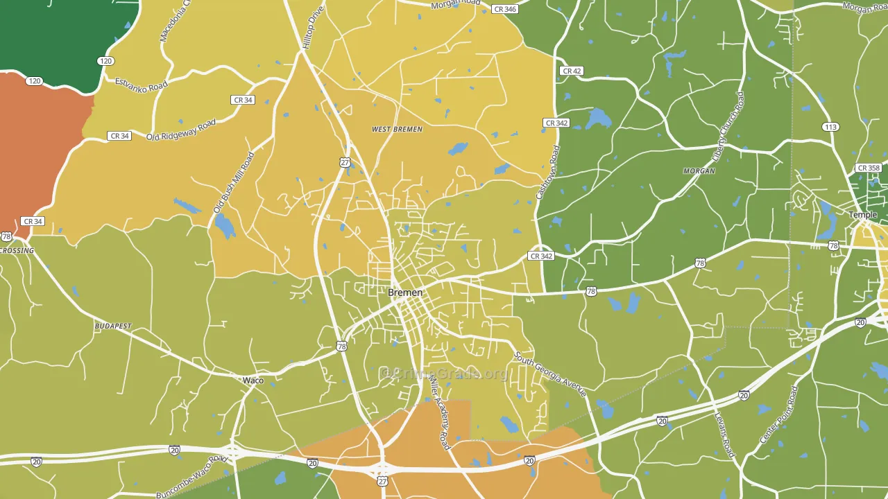 Bremen, GA Map of Assault Rates