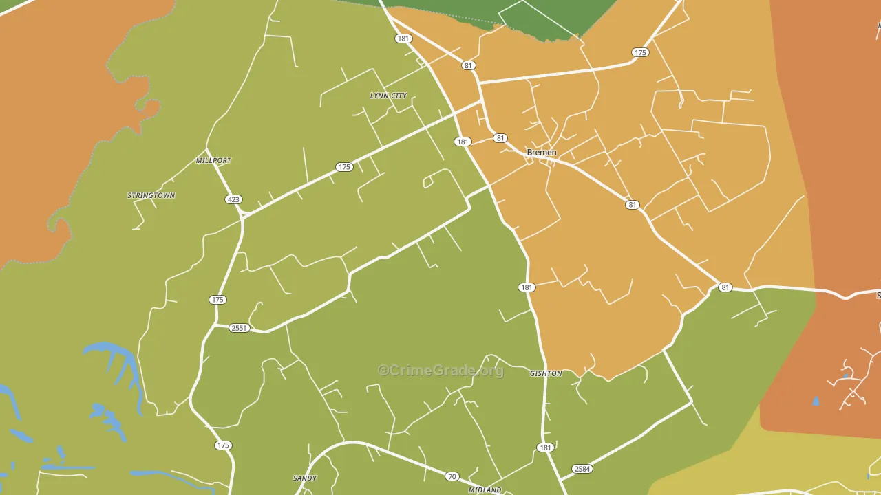 Bremen, KY Map of Assault Rates
