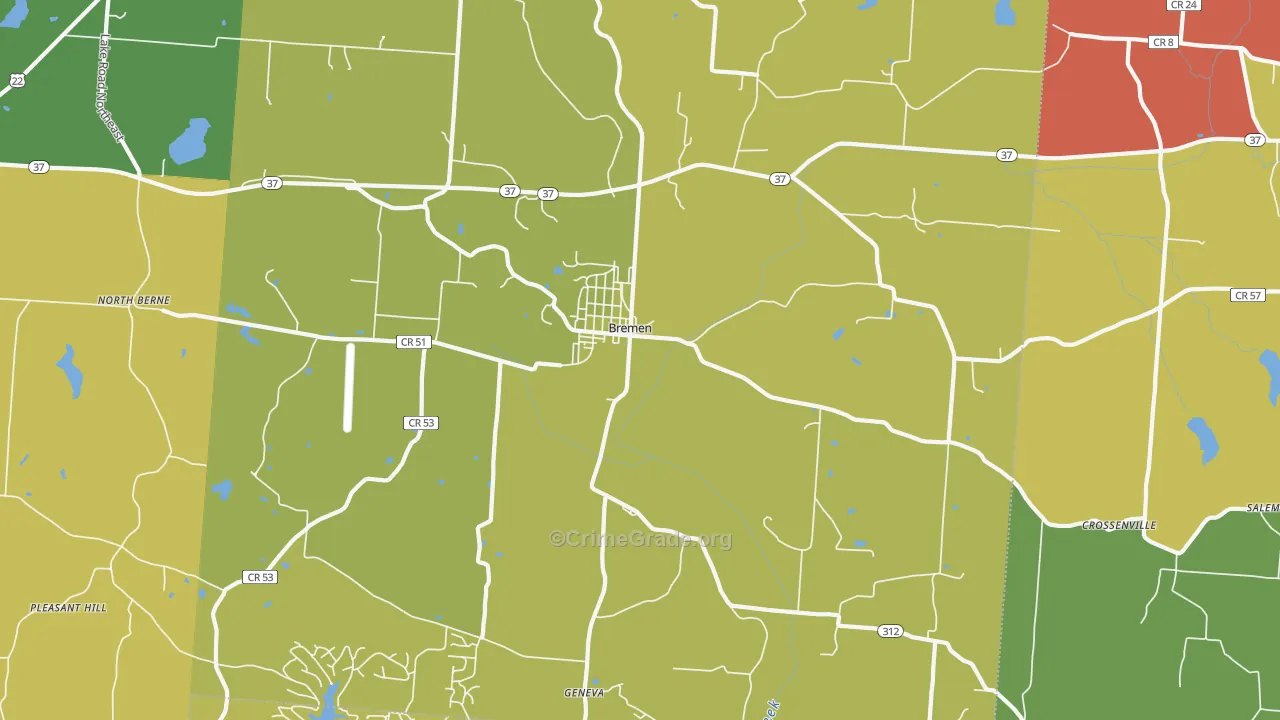 Bremen, OH Map of Assault Rates