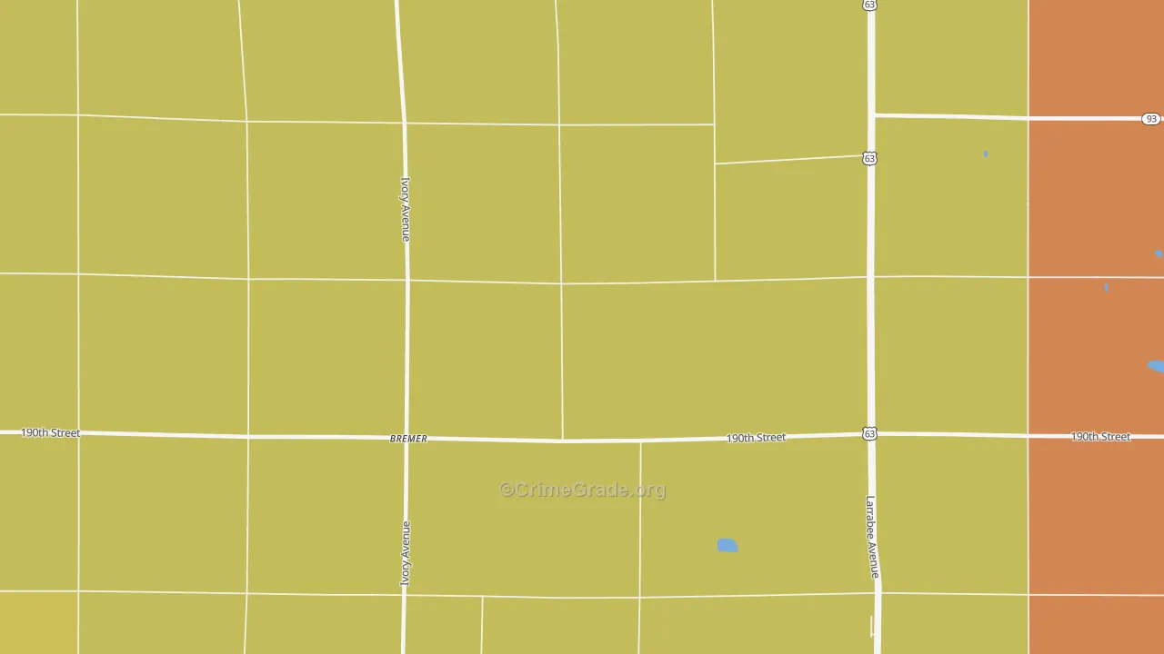 Bremer, IA Map of Assault Rates