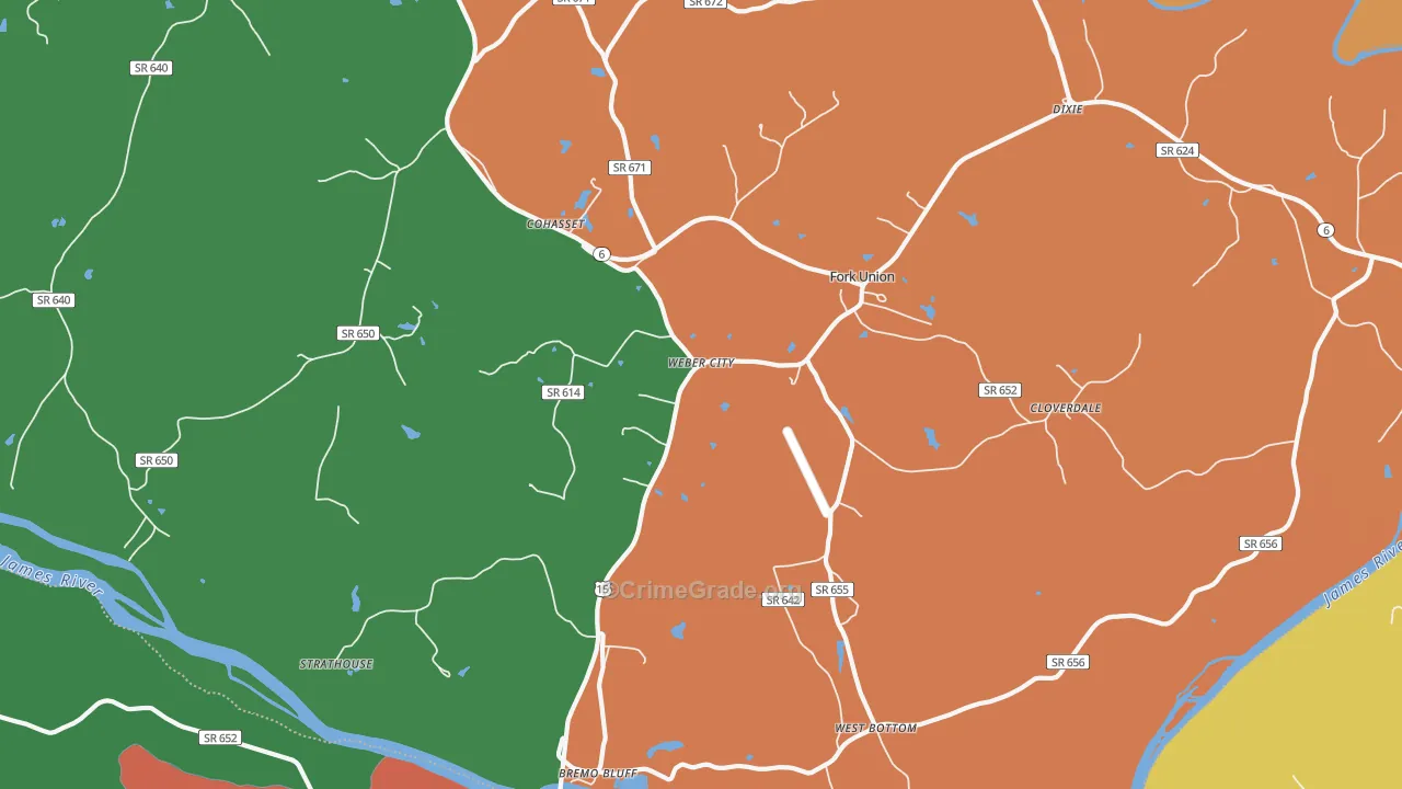 Bremo Bluff, VA Map of Assault Rates