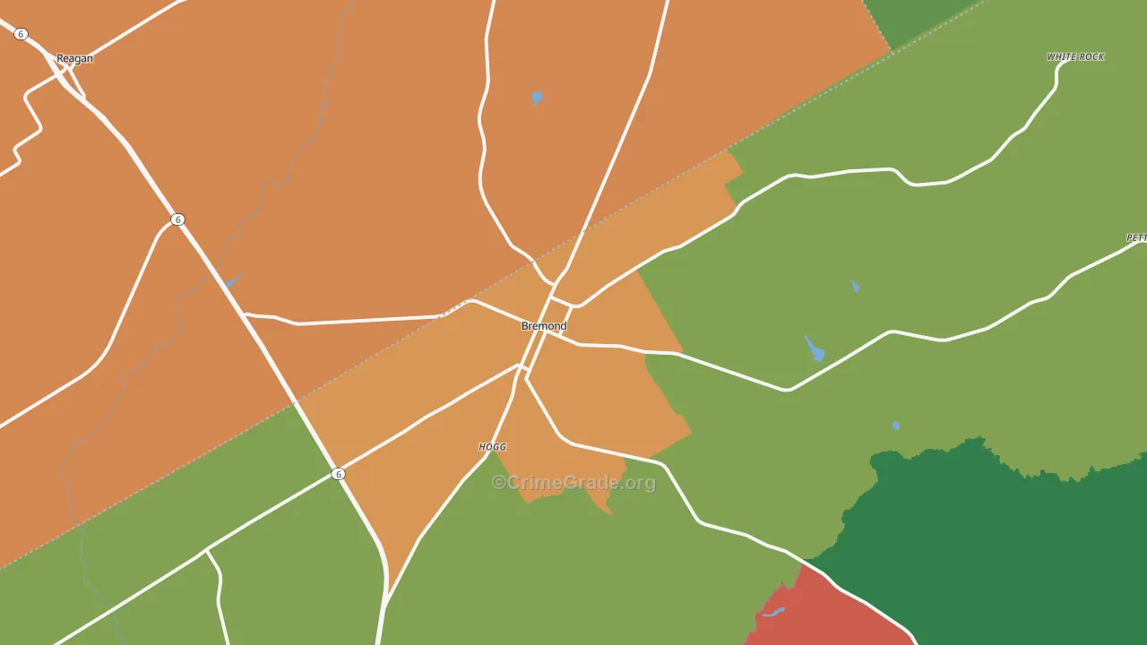 Bremond, TX Map of Assault Rates