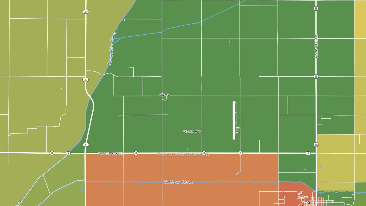 Brems, IN Map of Assault Rates