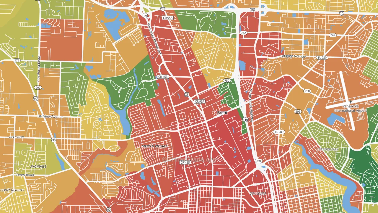 Brent, FL Map of Assault Rates