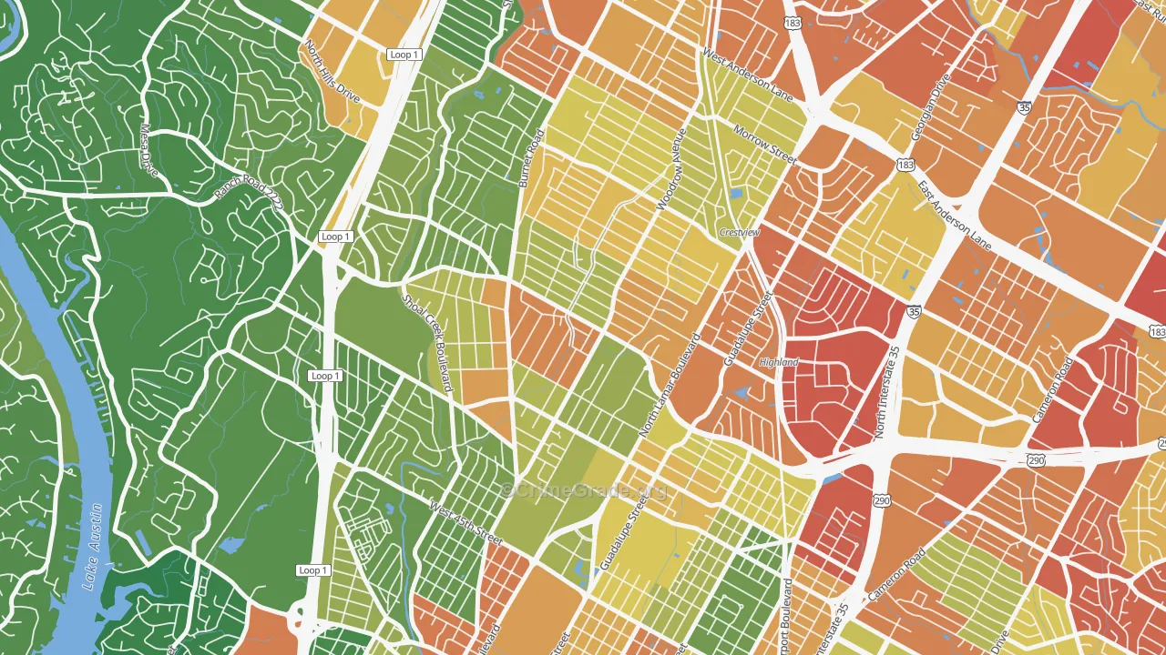 Brentwood, Austin, TX Map of Assault Rates