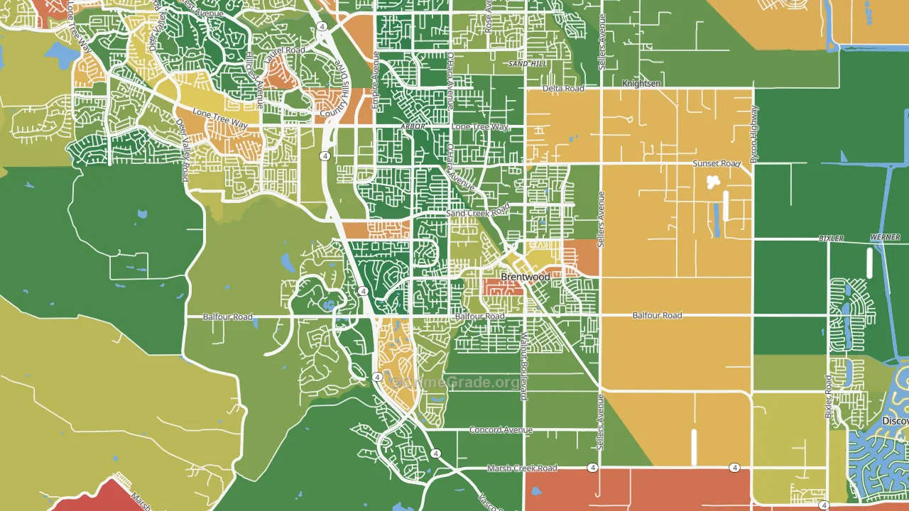 Brentwood, CA Map of Assault Rates