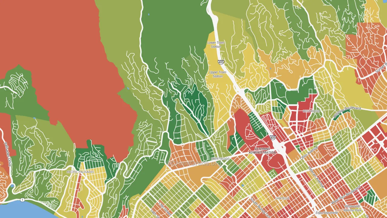 Brentwood, Los Angeles, CA Map of Assault Rates