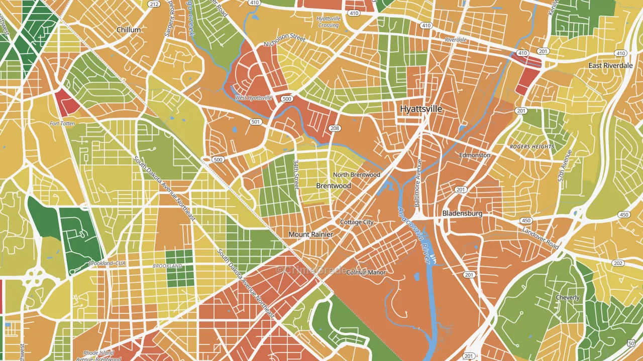 Brentwood, MD Map of Assault Rates