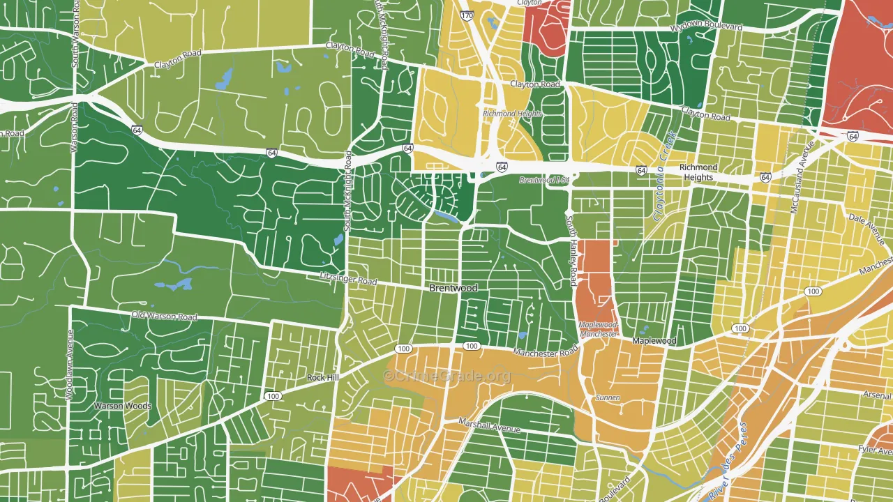 Brentwood, MO Map of Assault Rates