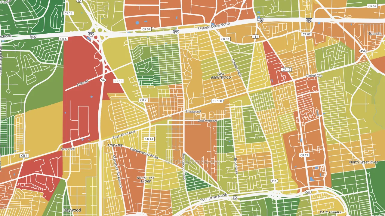 Brentwood, NY Map of Assault Rates