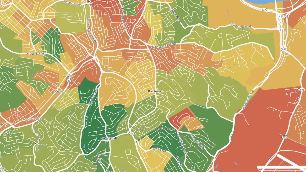 Brentwood, PA Map of Assault Rates