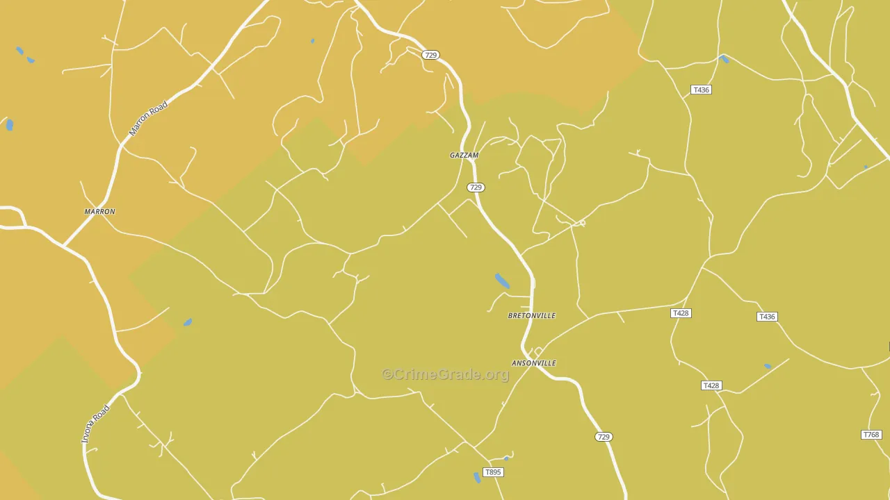 Bretonville, PA Map of Assault Rates