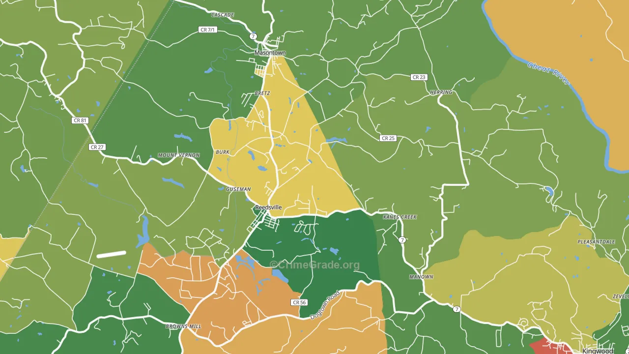 Bretz, WV Map of Assault Rates