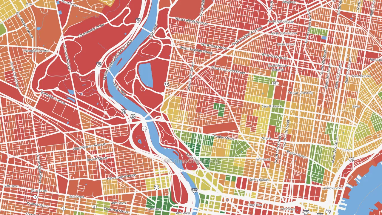 Brewerytown, Philadelphia, PA Map of Assault Rates